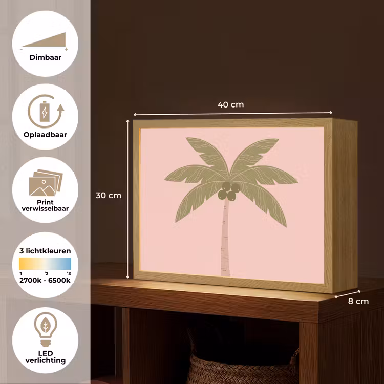 Lightbox - Wandlamp - Boom - Palm - Natuur - Illustratie - Roze — 10
