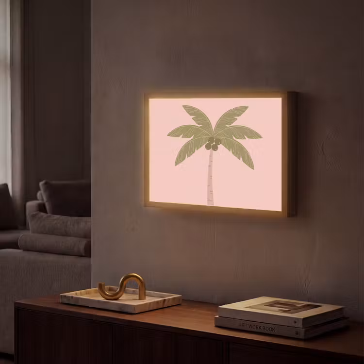Lightbox - Wandlamp - Boom - Palm - Natuur - Illustratie - Roze — 2