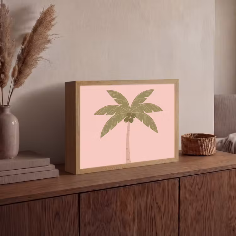 Lightbox - Wandlamp - Boom - Palm - Natuur - Illustratie - Roze — 4
