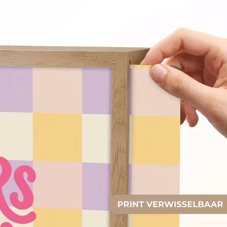 Lightbox - Wandlamp - Cheers Chica - Ruitjes - Lila - Geel — 5