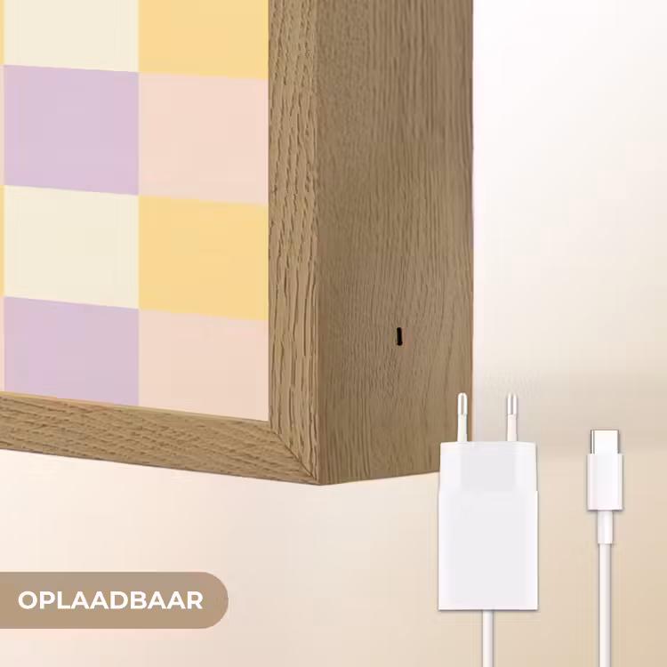 Lightbox - Wandlamp - Cheers Chica - Ruitjes - Lila - Geel — 7