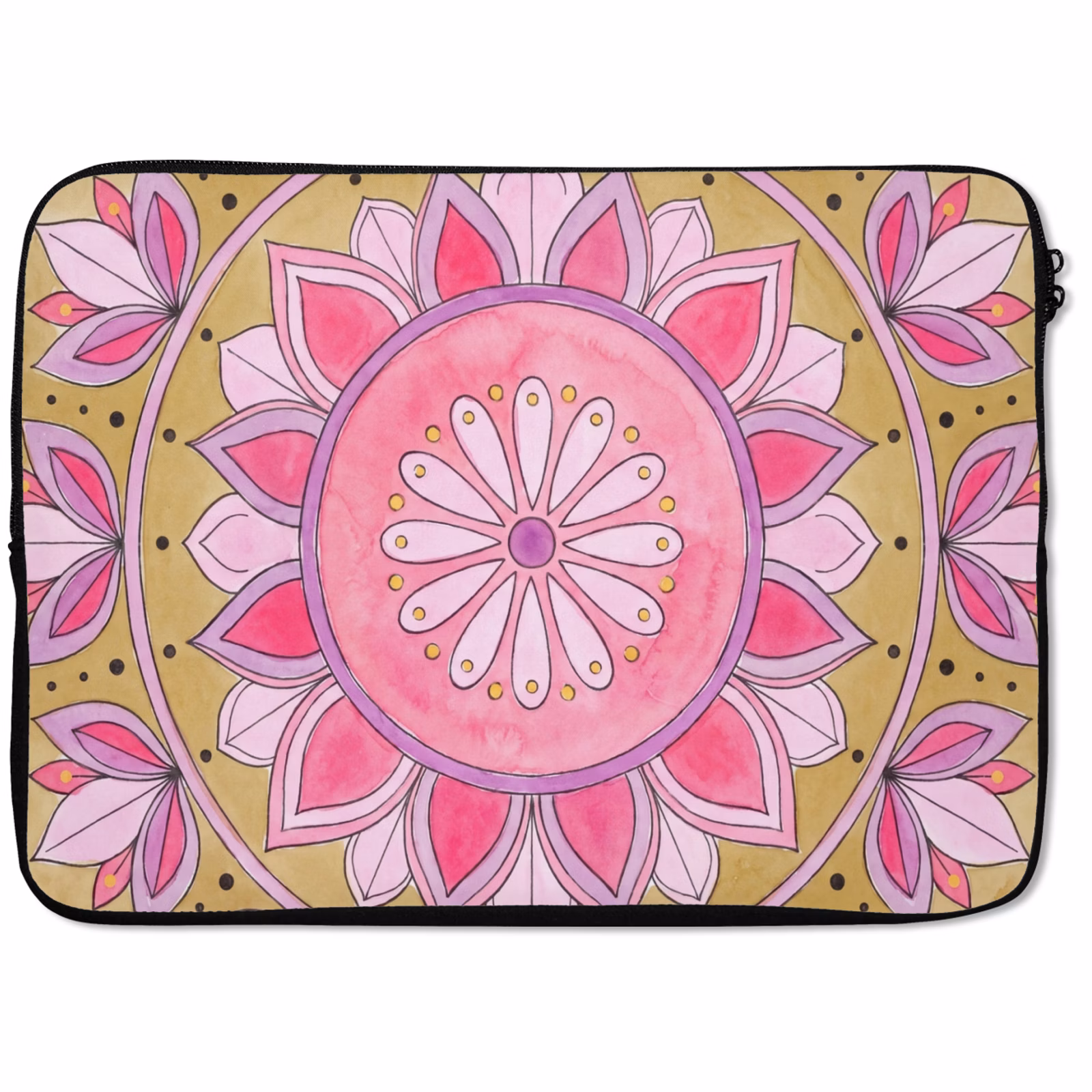 Laptophoes - Mandala - Patroon - Kunst - Aquarel - Roze — 1