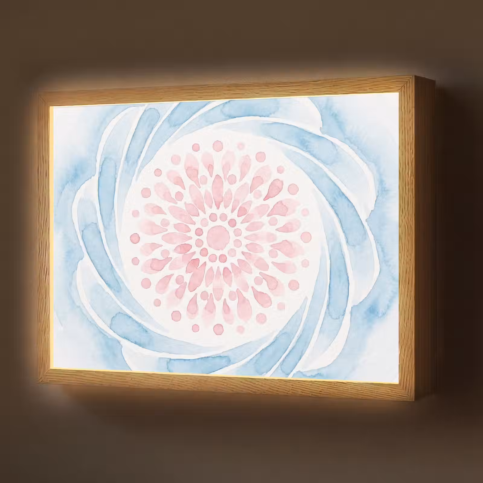 Lightbox - Wandlamp - Abstract - Bloemvorm - Aquarel - Roze - Blauw — 1