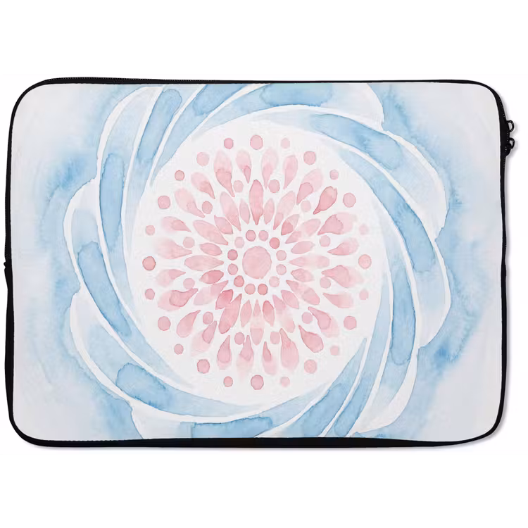Laptophoes - Abstract - Bloemvorm - Aquarel - Roze - Blauw — 1