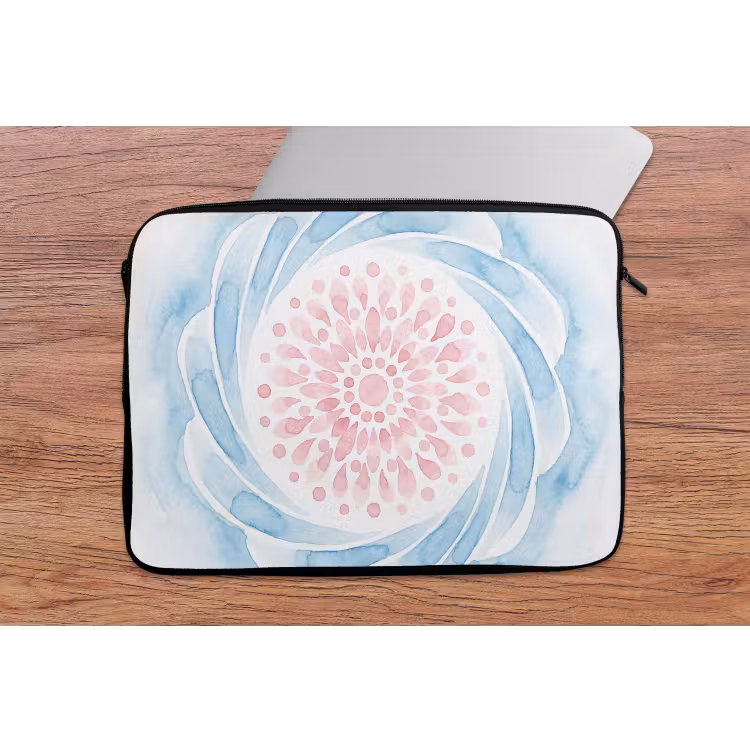 Laptophoes - Abstract - Bloemvorm - Aquarel - Roze - Blauw — 2