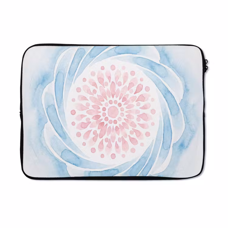 Laptophoes - Abstract - Bloemvorm - Aquarel - Roze - Blauw — 5