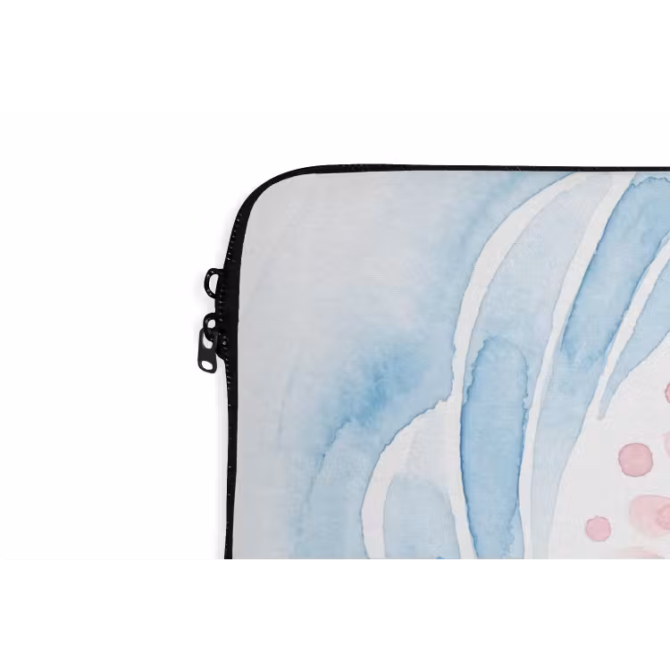 Laptophoes - Abstract - Bloemvorm - Aquarel - Roze - Blauw — 6