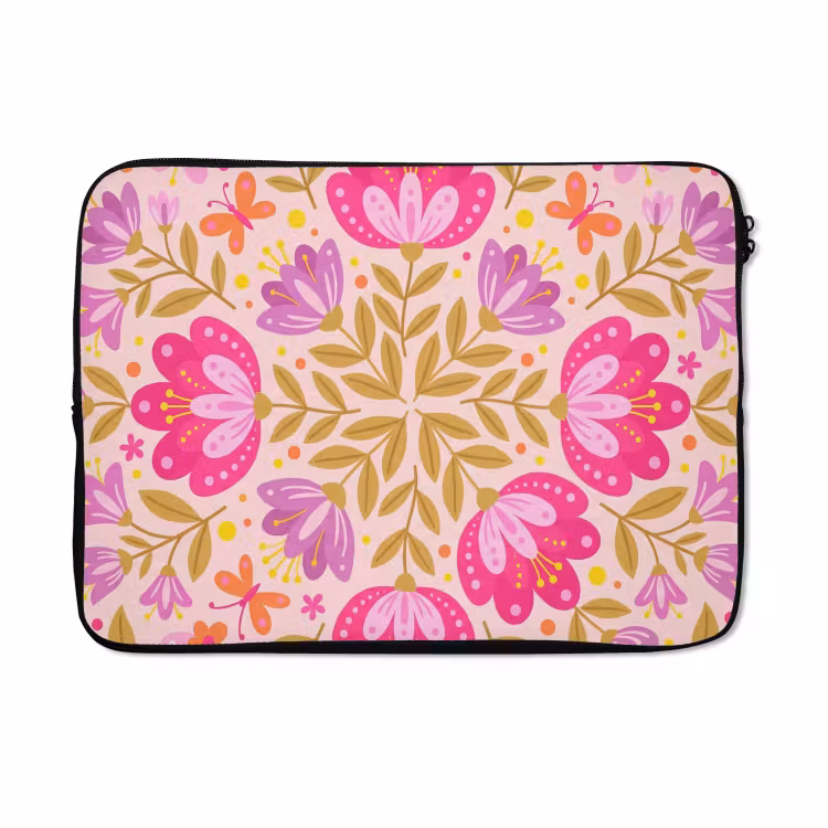 Laptophoes - Bloemen - Patroon - Natuur - Abstract - Roze — 5