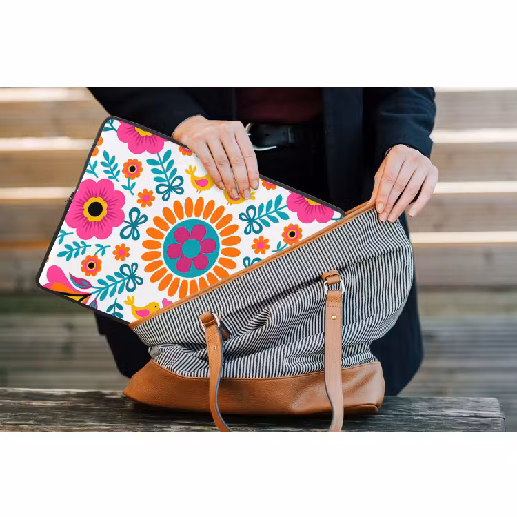 Laptophoes - Bloemen - Vogel - Patroon - Kleurrijk - Modern — 4