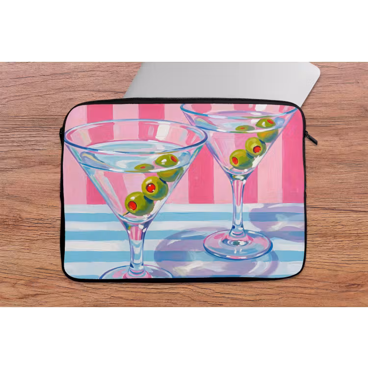 Laptophoes - Cocktail - Olijven - Kunst - Modern - Roze — 2