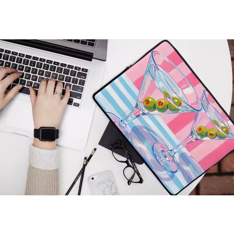 Laptophoes - Cocktail - Olijven - Kunst - Modern - Roze — 3