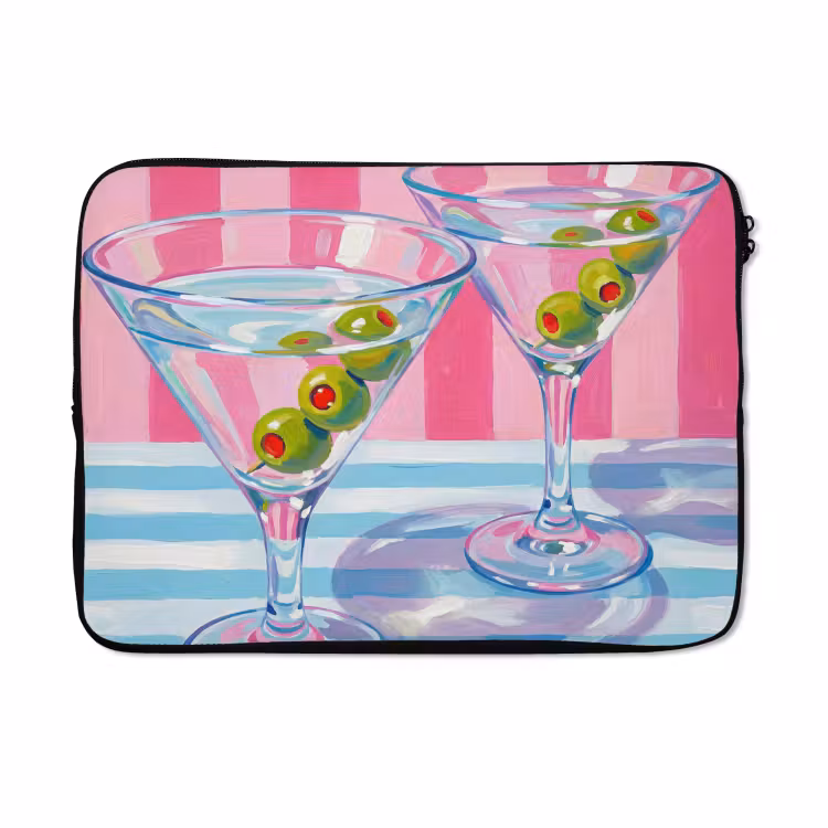 Laptophoes - Cocktail - Olijven - Kunst - Modern - Roze — 5