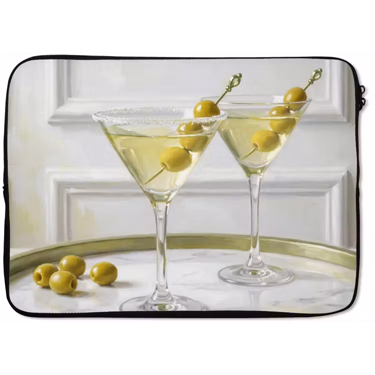 Laptophoes - Drank - Martini - Olijven - Modern - Wit — 1