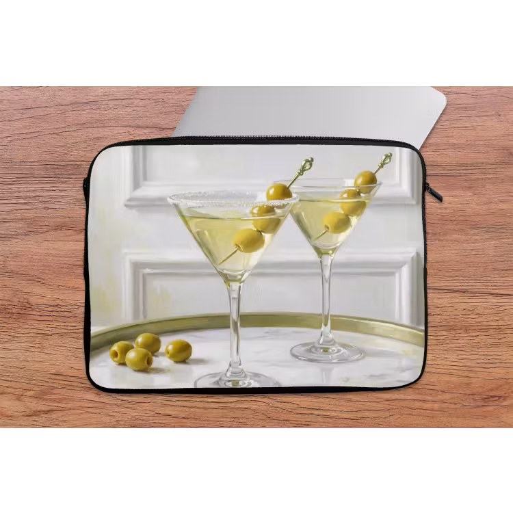 Laptophoes - Drank - Martini - Olijven - Modern - Wit — 2
