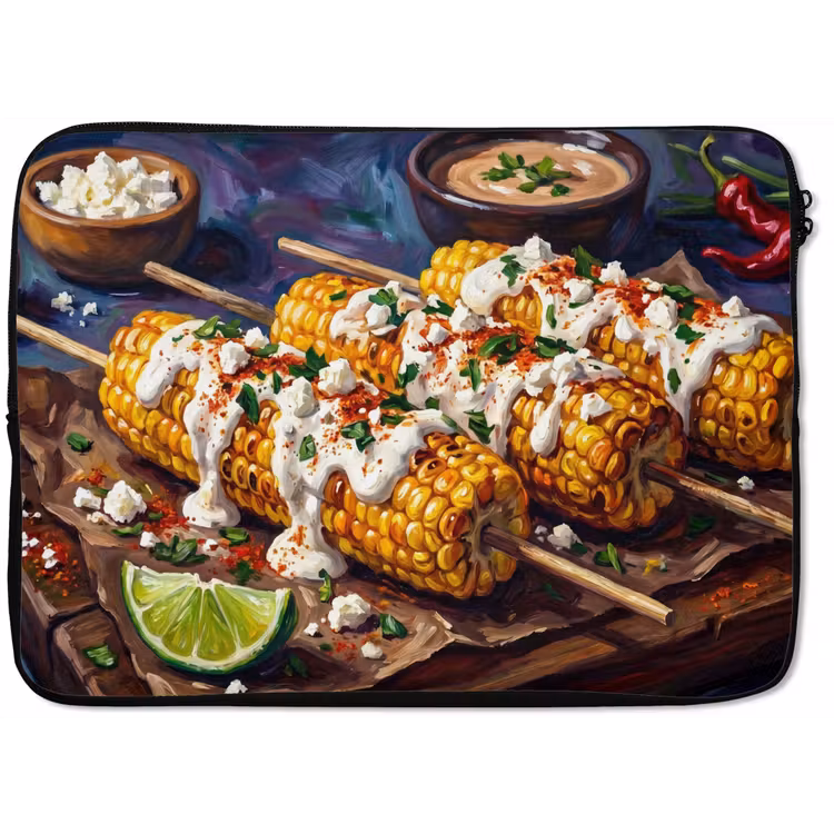 Laptophoes - Eten - Maïs - Saus - Geschilderd - Geel — 1