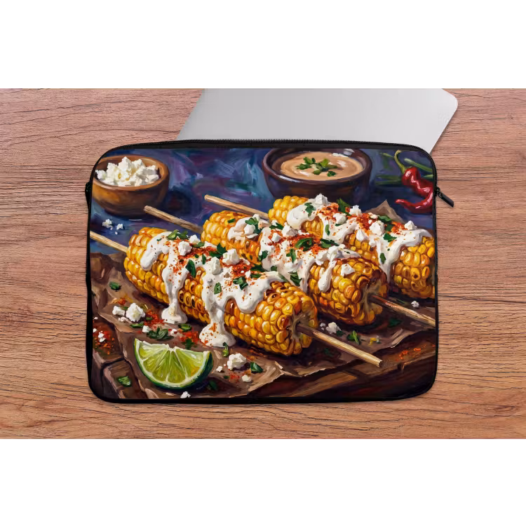 Laptophoes - Eten - Maïs - Saus - Geschilderd - Geel — 2