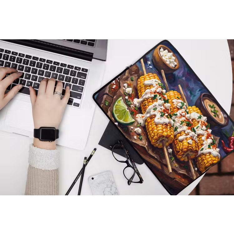 Laptophoes - Eten - Maïs - Saus - Geschilderd - Geel — 3