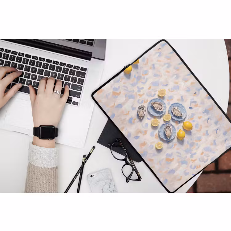 Laptophoes - Eten - Oesters - Citroenen - Modern - Geel — 3