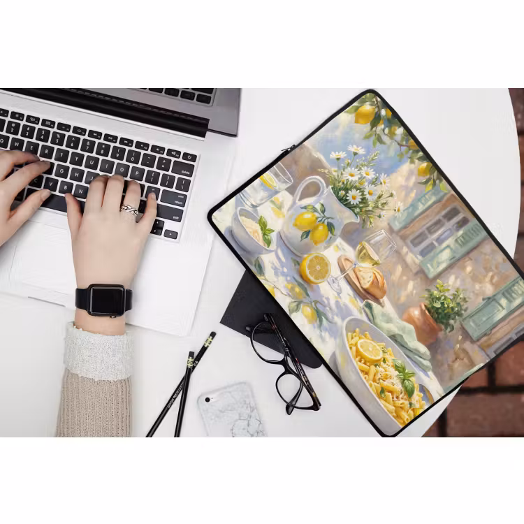 Laptophoes - Eten - Terras - Zomer - Geschilderd - Geel — 3