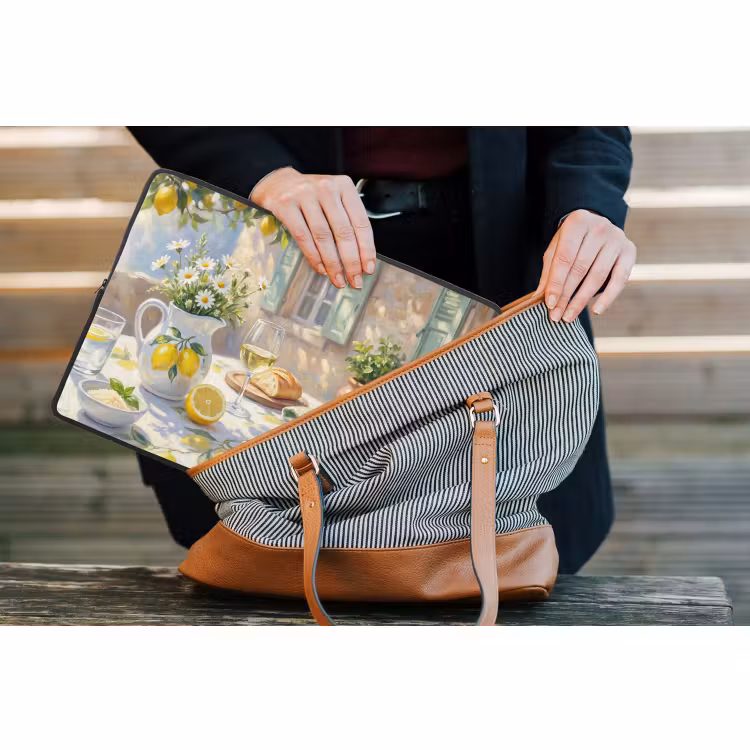 Laptophoes - Eten - Terras - Zomer - Geschilderd - Geel — 4