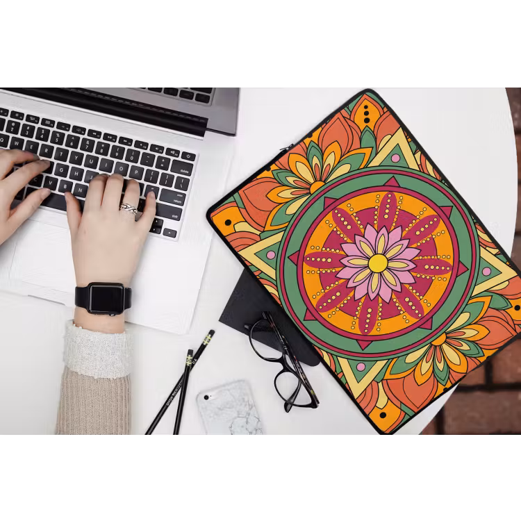 Laptophoes - Mandala - Bloemen - Abstract - Kleurrijk — 3