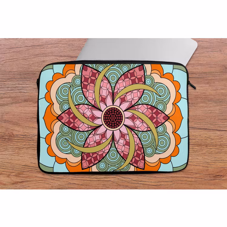 Laptophoes - Mandala - Geometrisch - Kunst - Decoratief - Kleurrijk — 2