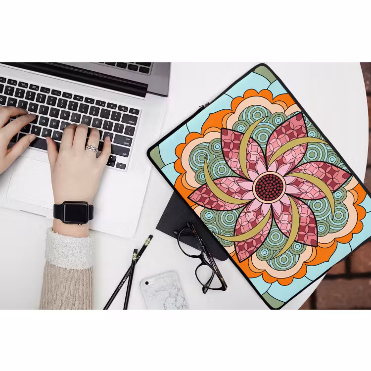 Laptophoes - Mandala - Geometrisch - Kunst - Decoratief - Kleurrijk — 3