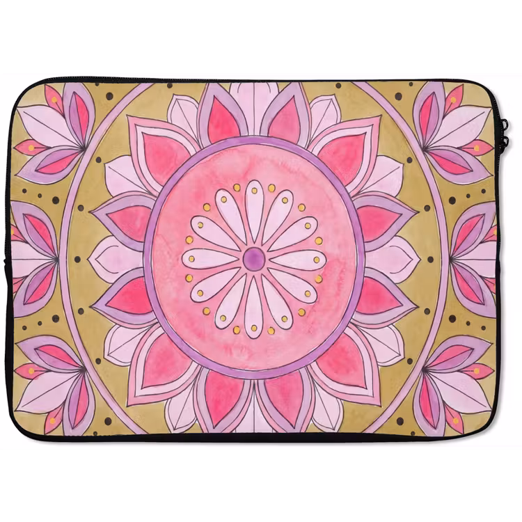 Laptophoes - Mandala - Patroon - Kunst - Aquarel - Roze — 1