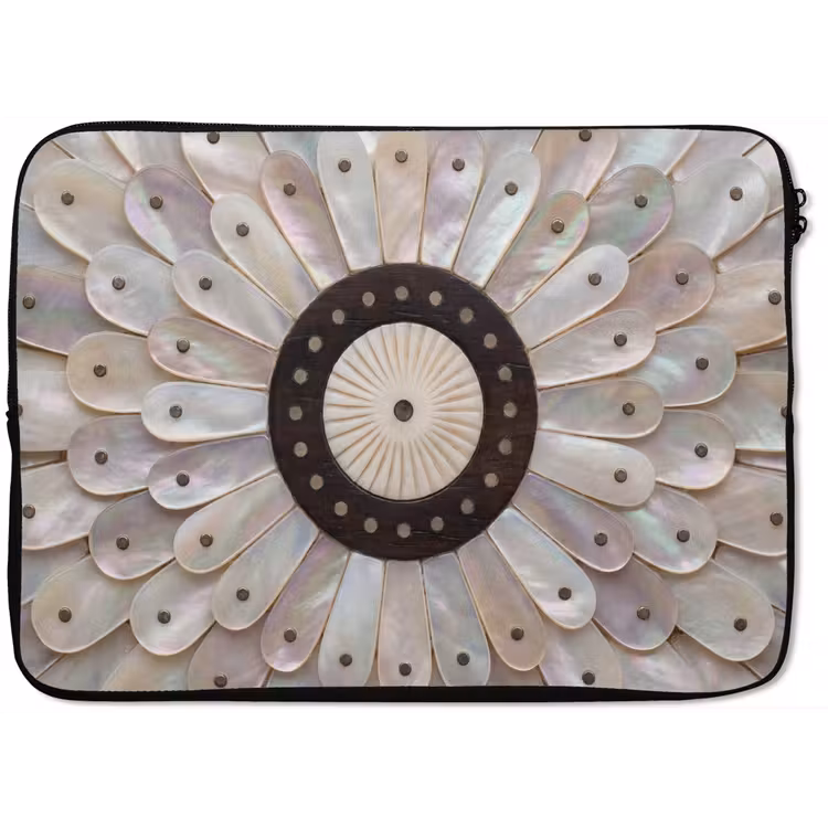 Laptophoes - Parelmoer - Patroon - Decoratie - Ambacht - Wit — 1