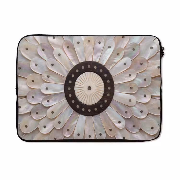 Laptophoes - Parelmoer - Patroon - Decoratie - Ambacht - Wit — 5