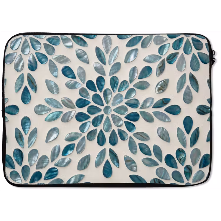 Laptophoes - Patroon - Bladeren - Abstract - Modern - Turquoise — 1