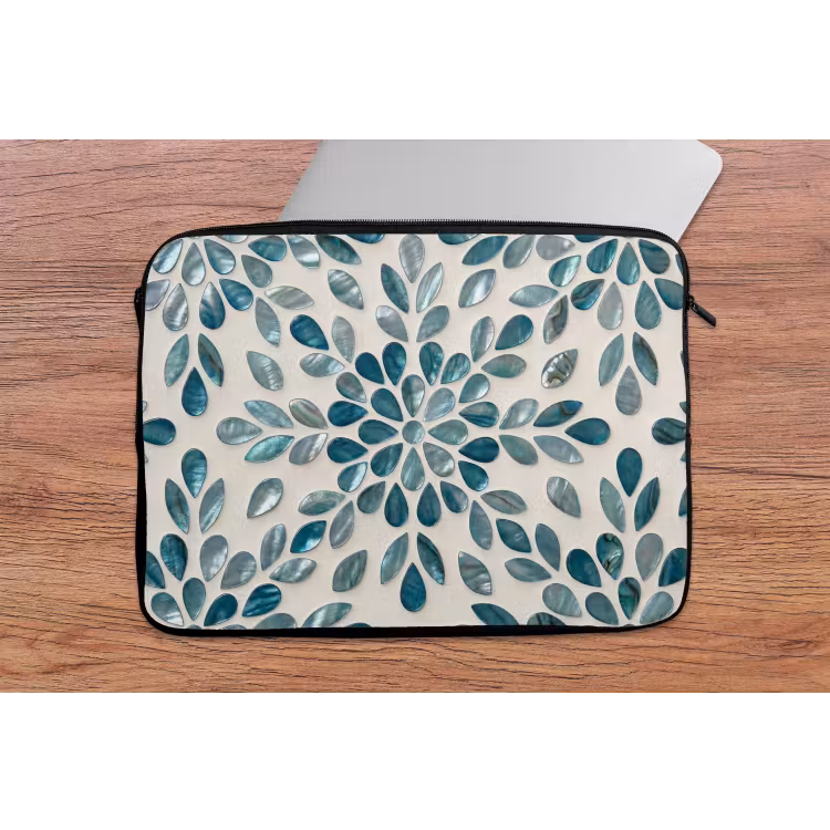 Laptophoes - Patroon - Bladeren - Abstract - Modern - Turquoise — 2
