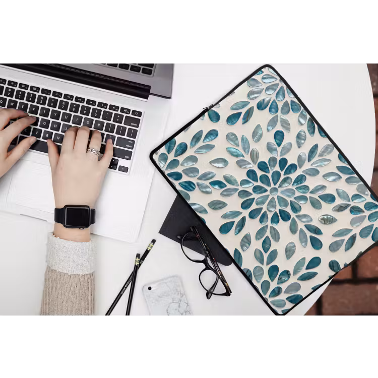 Laptophoes - Patroon - Bladeren - Abstract - Modern - Turquoise — 3