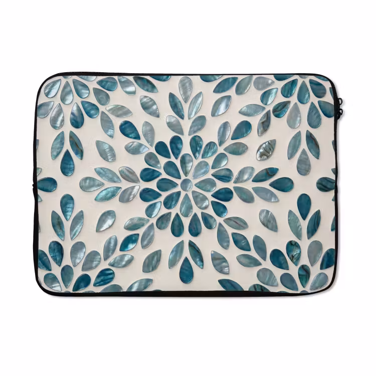 Laptophoes - Patroon - Bladeren - Abstract - Modern - Turquoise — 5