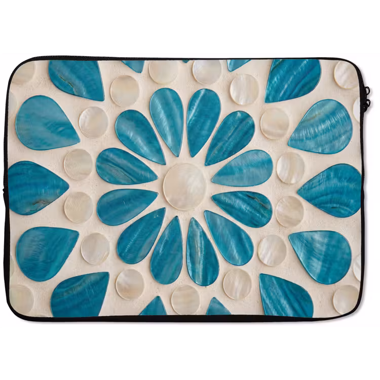 Laptophoes - Patroon - Mozaïek - Schelpen - Abstract - Turquoise — 1