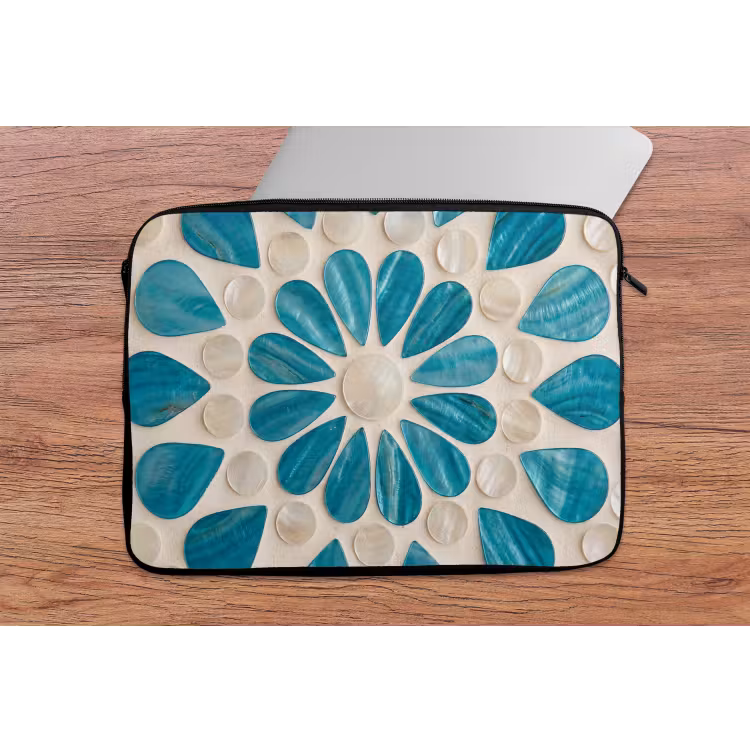 Laptophoes - Patroon - Mozaïek - Schelpen - Abstract - Turquoise — 2