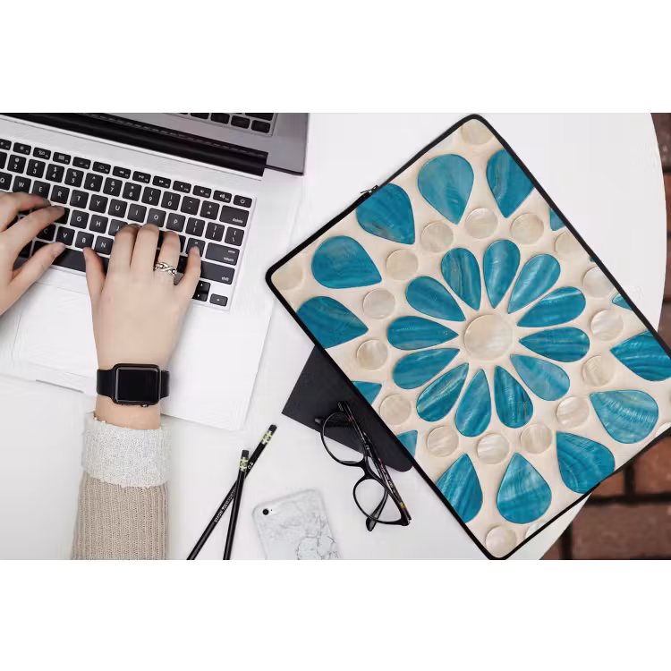 Laptophoes - Patroon - Mozaïek - Schelpen - Abstract - Turquoise — 3