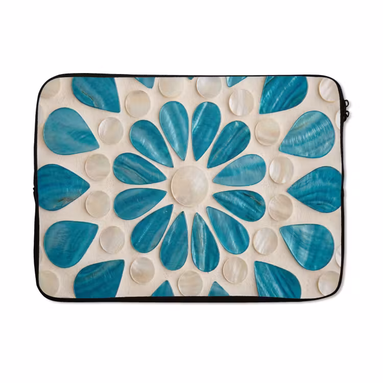 Laptophoes - Patroon - Mozaïek - Schelpen - Abstract - Turquoise — 5