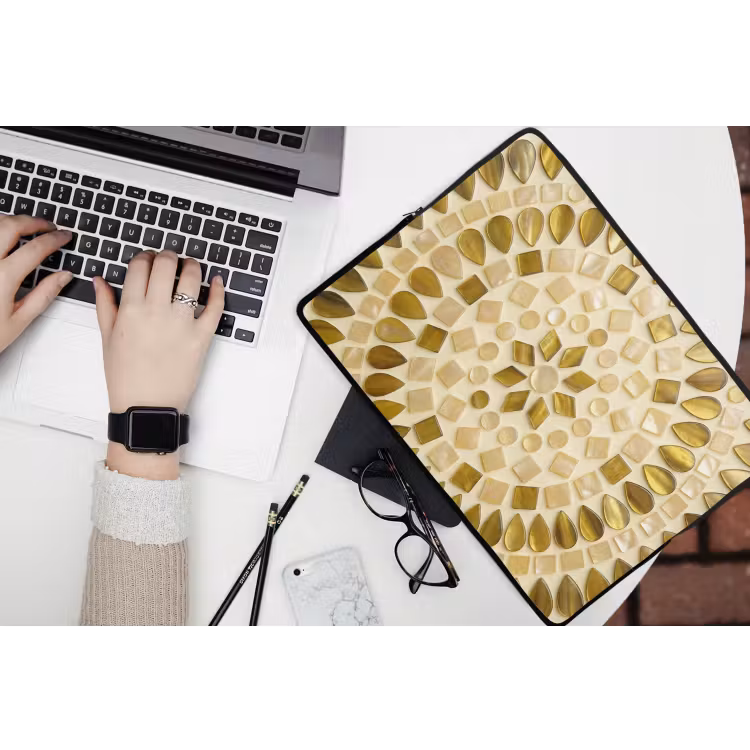 Laptophoes - Patroon - Vormen - Mozaïek - Abstract - Goud — 3