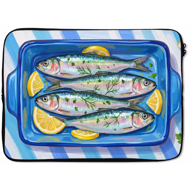 Laptophoes - Vis - Citroen - Kruiden - Eten - Blauw — 1