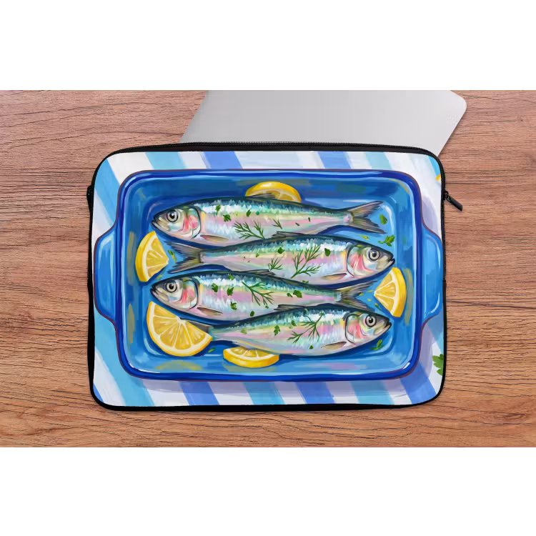 Laptophoes - Vis - Citroen - Kruiden - Eten - Blauw — 2