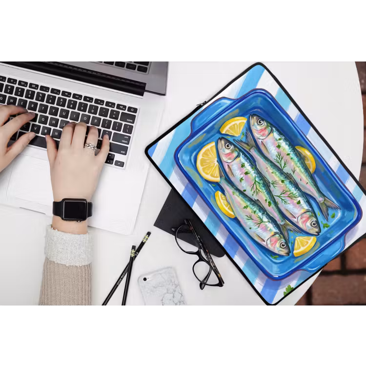 Laptophoes - Vis - Citroen - Kruiden - Eten - Blauw — 3