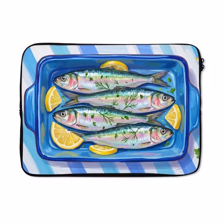 Laptophoes - Vis - Citroen - Kruiden - Eten - Blauw — 5