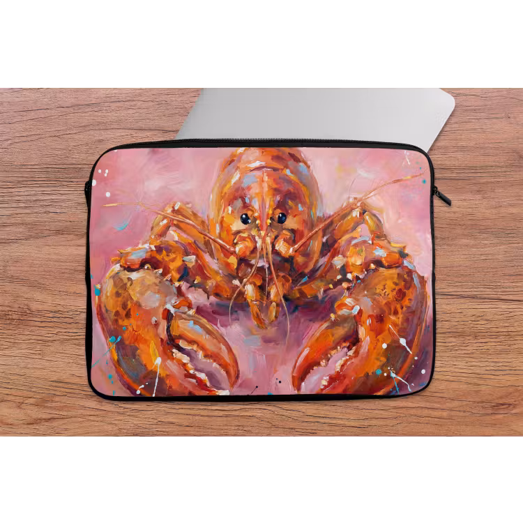 Laptophoes - Zeeleven - Kreeft - Spatters - Abstract - Roze — 2