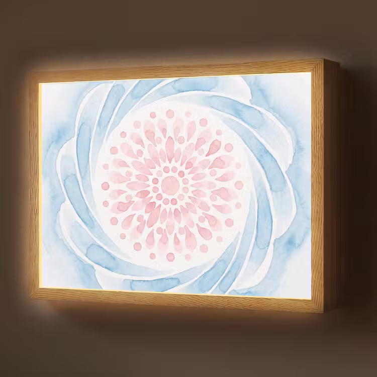 Lightbox - Wandlamp - Abstract - Bloemvorm - Aquarel - Roze - Blauw — 1
