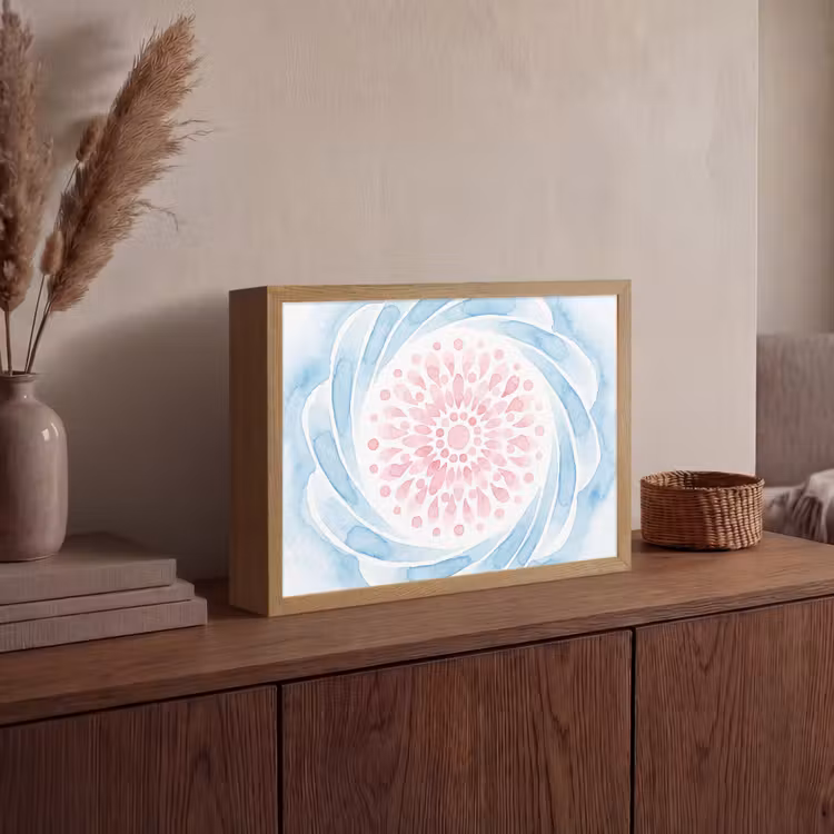 Lightbox - Wandlamp - Abstract - Bloemvorm - Aquarel - Roze - Blauw — 4