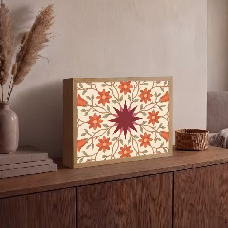 Lightbox - Wandlamp - Bloemen - Mandala - Decoratief - Rood — 4