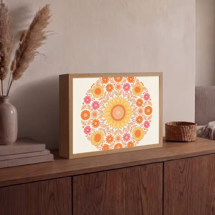 Lightbox - Wandlamp - Bloemen - Mandala - Patroon - Kleurrijk — 4