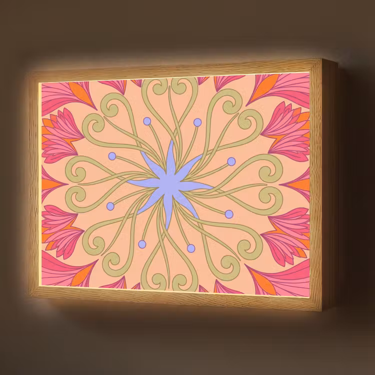 Lightbox - Wandlamp - Bloemen - Patroon - Abstract - Roze - Decoratief — 1