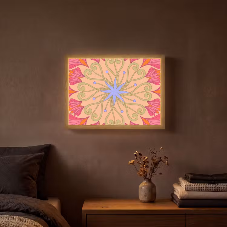 Lightbox - Wandlamp - Bloemen - Patroon - Abstract - Roze - Decoratief — 3